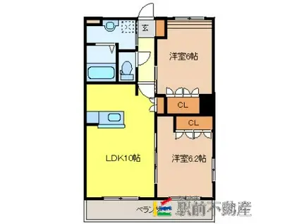 プランドール シャトー(2LDK/2階)の間取り写真