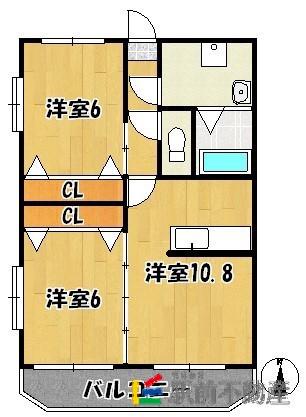 ユーミースマイルⅠ(2LDK/3階)の間取り写真