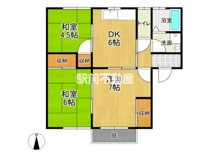 グリーンヒル羽山(3DK/1階)の間取り写真