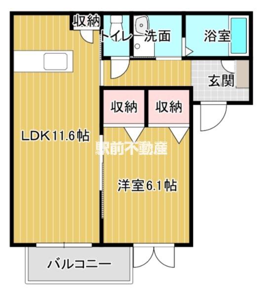 シャーメゾン大川(1LDK/2階)の間取り写真