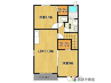 プリマヴェーラB(2LDK/2階)の間取り写真