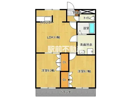 サンコート・パイン(2LDK/2階)の間取り写真