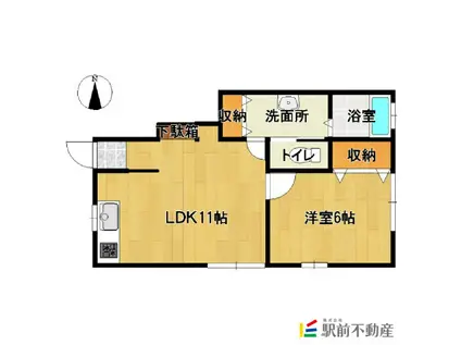 ハイデンス若菜(1LDK/1階)の間取り写真