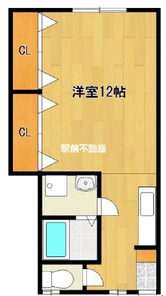 鹿児島本線 筑後船小屋駅 徒歩22分 2階建 築23年(ワンルーム/1階)の間取り写真