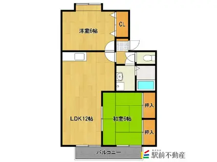 セジュール筑後(2LDK/2階)の間取り写真