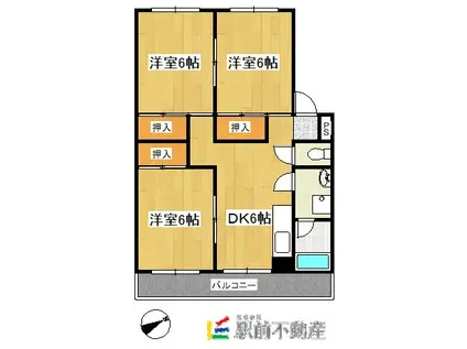 リッツドミール(3DK/4階)の間取り写真