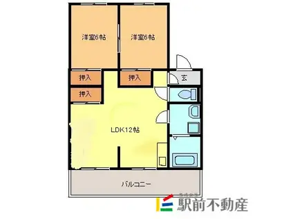 リッツドミール(2LDK/3階)の間取り写真