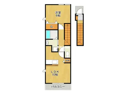 西鉄天神大牟田線 倉永駅 徒歩8分 2階建 築15年(1LDK/2階)の間取り写真