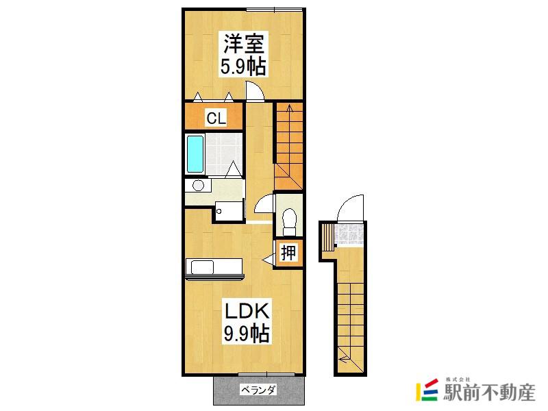カーサソレイユ五番館(1LDK/2階)の間取り写真