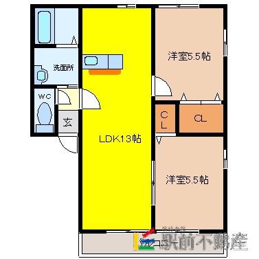 エストメゾン(2LDK/2階)の間取り写真