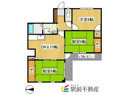 パープルシャトー(3DK/6階)の間取り写真