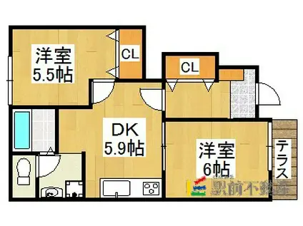 サイレントパレス一条(2DK/1階)の間取り写真