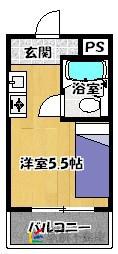 柿園ハイツ(ワンルーム/6階)の間取り写真