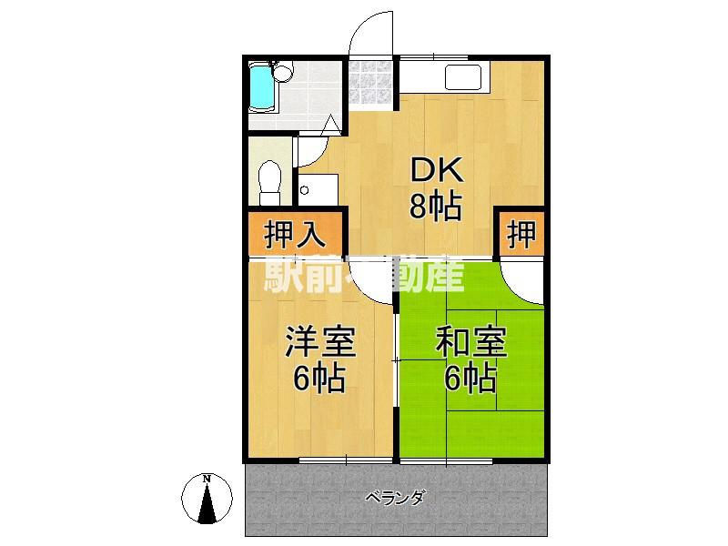 リバティハイツ(2DK/1階)の間取り写真