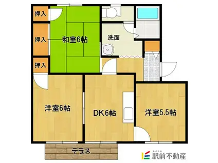 ベルヴェデーレ・ハイツC棟(3DK/1階)の間取り写真