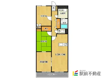 ルネッサ八女(3LDK/1階)の間取り写真