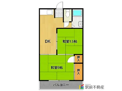 コーポ井口(2DK/2階)の間取り写真