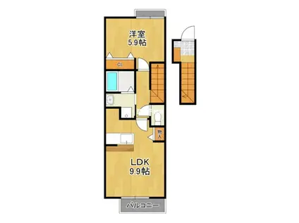 西鉄天神大牟田線 東甘木駅 徒歩13分 2階建 築20年(1LDK/2階)の間取り写真