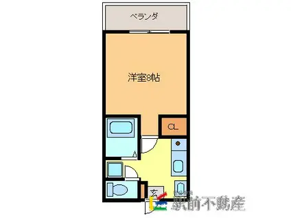 クワコーポ新地C(1K/1階)の間取り写真