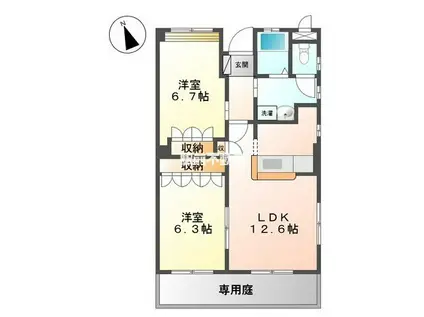 長浜ヒルズ(2LDK/1階)の間取り写真