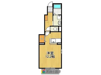 西鉄天神大牟田線 新栄町駅(福岡) 徒歩14分 2階建 築14年(ワンルーム/1階)の間取り写真