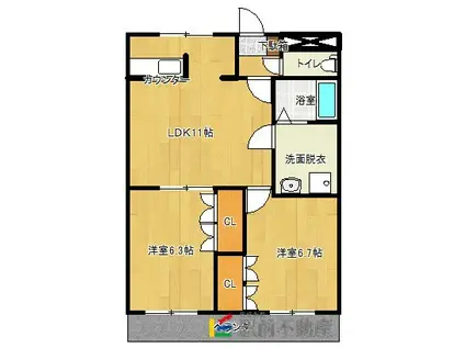 サンコート・パイン(2LDK/1階)の間取り写真