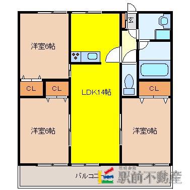 サウスアイランド(3LDK/1階)の間取り写真
