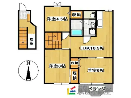 鹿児島本線 銀水駅 徒歩39分 2階建 築24年(3LDK/2階)の間取り写真