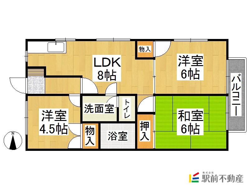 隈本ハイツ(3DK/2階)の間取り写真