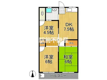 コーポ三共A棟(3DK/2階)の間取り写真