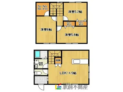 鹿児島本線 筑後船小屋駅 徒歩22分 2階建 築14年(3LDK)の間取り写真