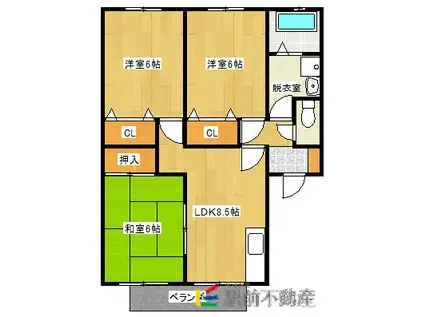 ピュアドームI(3DK/2階)の間取り写真