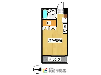 パープルシャトー(ワンルーム/4階)の間取り写真