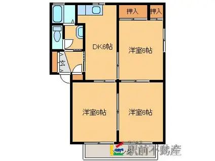 トルナーレ(3DK/1階)の間取り写真