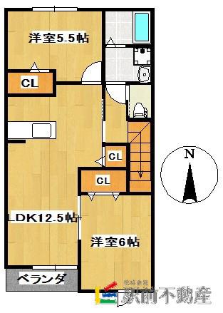 アルドール雅(2LDK/2階)の間取り写真