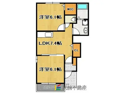 西鉄天神大牟田線 倉永駅 徒歩41分 2階建 築14年(2DK/1階)の間取り写真