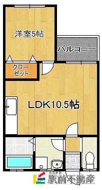 西鉄天神大牟田線 西鉄銀水駅 徒歩6分 2階建 築20年(1LDK/1階)の間取り写真