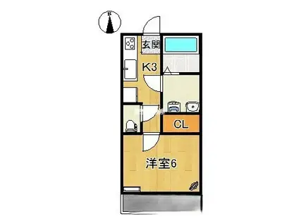 ウィステリア・1(1K/2階)の間取り写真