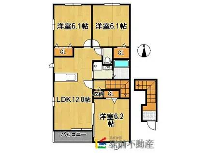 西鉄天神大牟田線 犬塚駅 徒歩31分 2階建 築14年(3LDK/2階)の間取り写真