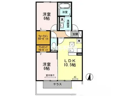 鹿児島本線 渡瀬駅(福岡) 徒歩4分 2階建 築14年(2LDK/2階)の間取り写真