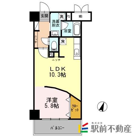 グランドウェルストーン(1LDK/3階)の間取り写真