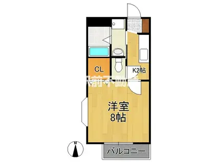 カーサ弐番館(1K/2階)の間取り写真