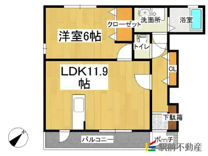 リムジン・グレィス(1LDK/1階)の間取り写真