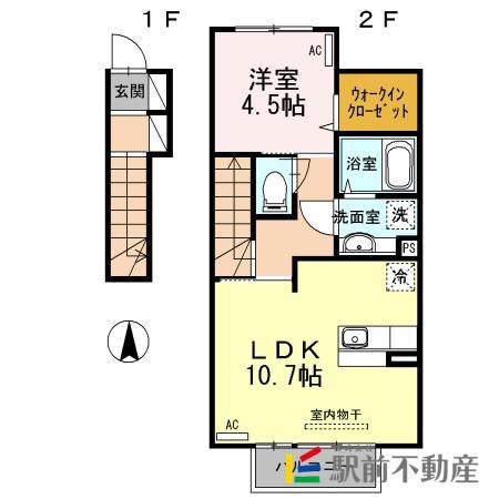 フローレス(1LDK/2階)の間取り写真