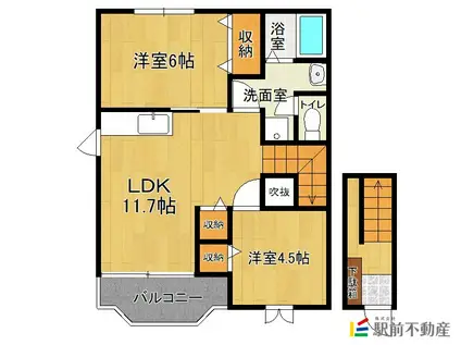 プレ・アジュール(2LDK/2階)の間取り写真