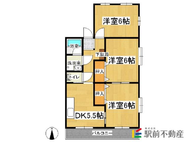 グランドール園田(3DK/1階)の間取り写真