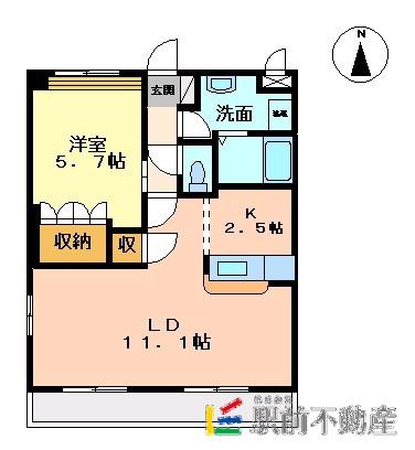 ルーラル高塚(1LDK/2階)の間取り写真
