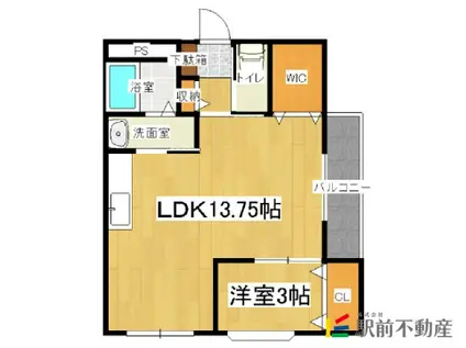 HILLS SENTOSA輝(1LDK/3階)の間取り写真