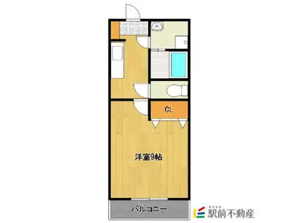 パークパレス筑後Ⅰ(1K/2階)の間取り写真