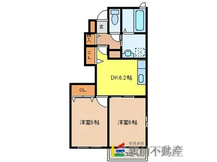 サン・カンナ・リリーⅠ(2DK/1階)の間取り写真